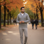 Pull torsadé demi-zippé